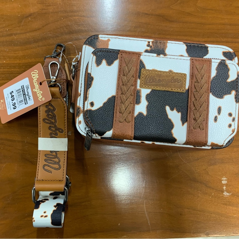 Wrangler Brown and White cowprint Bag